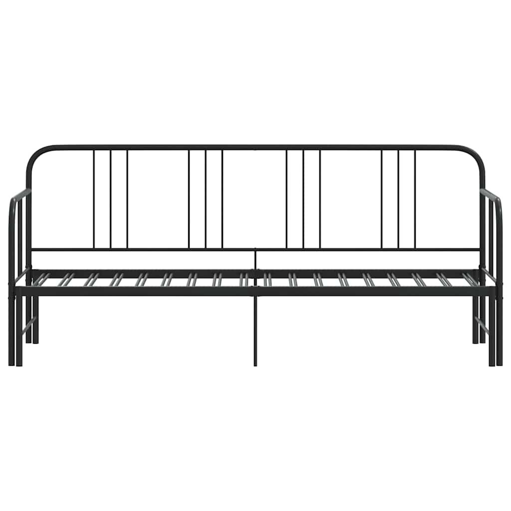 Daybed with Trundle without Mattress Black 92x187 cm Single Metal