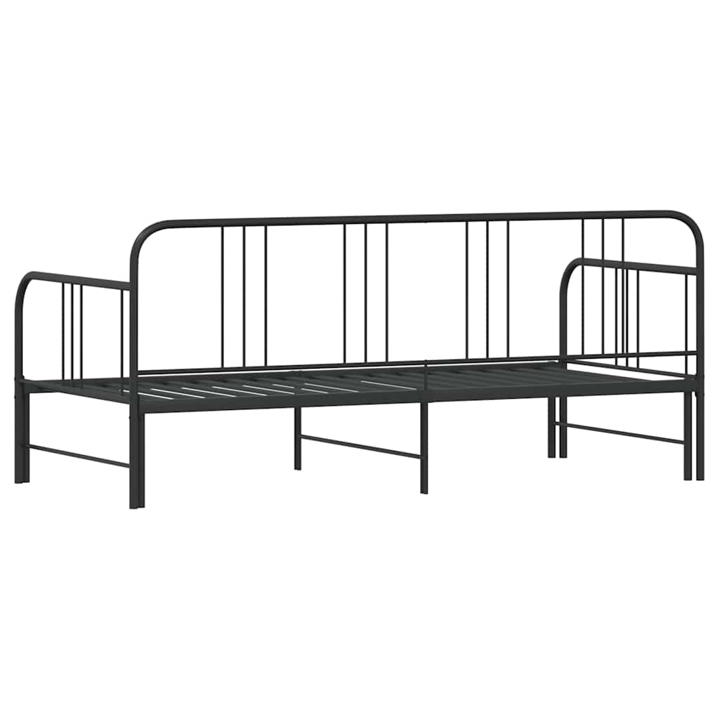 Daybed with Trundle without Mattress Black 92x187 cm Single Metal