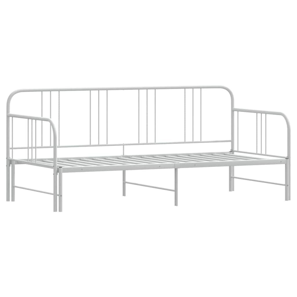 Daybed with Trundle without Mattress White 92x187 cm Single Metal