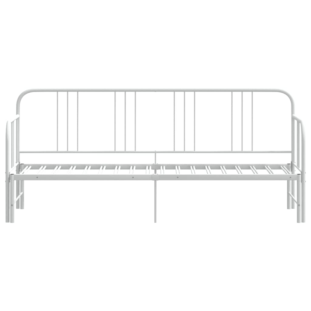 Daybed with Trundle without Mattress White 92x187 cm Single Metal