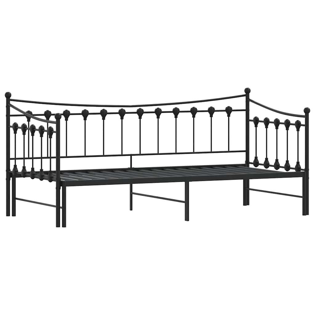 Daybed with Trundle without Mattress Black 92x187 cm Single Metal