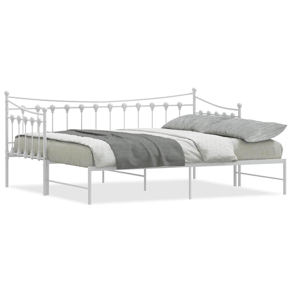 Daybed with Trundle without Mattress White 92x187 cm Single Metal