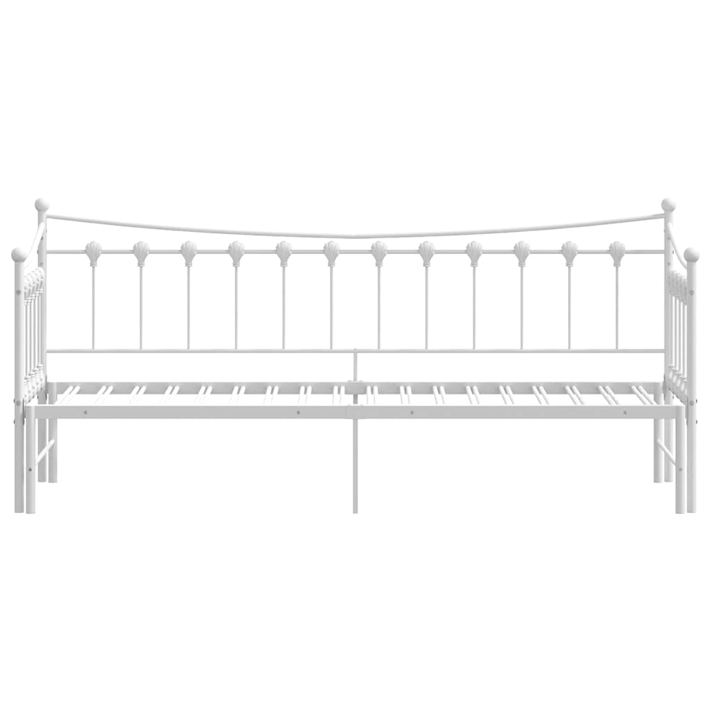 Daybed with Trundle without Mattress White 92x187 cm Single Metal