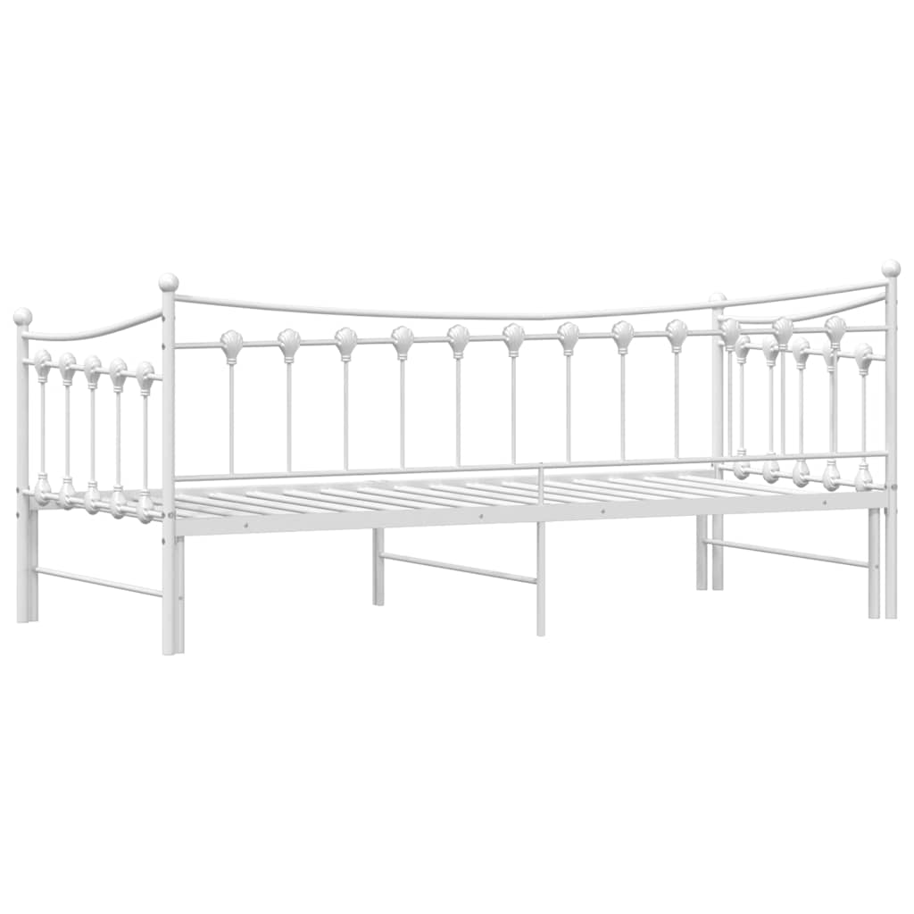 Daybed with Trundle without Mattress White 92x187 cm Single Metal