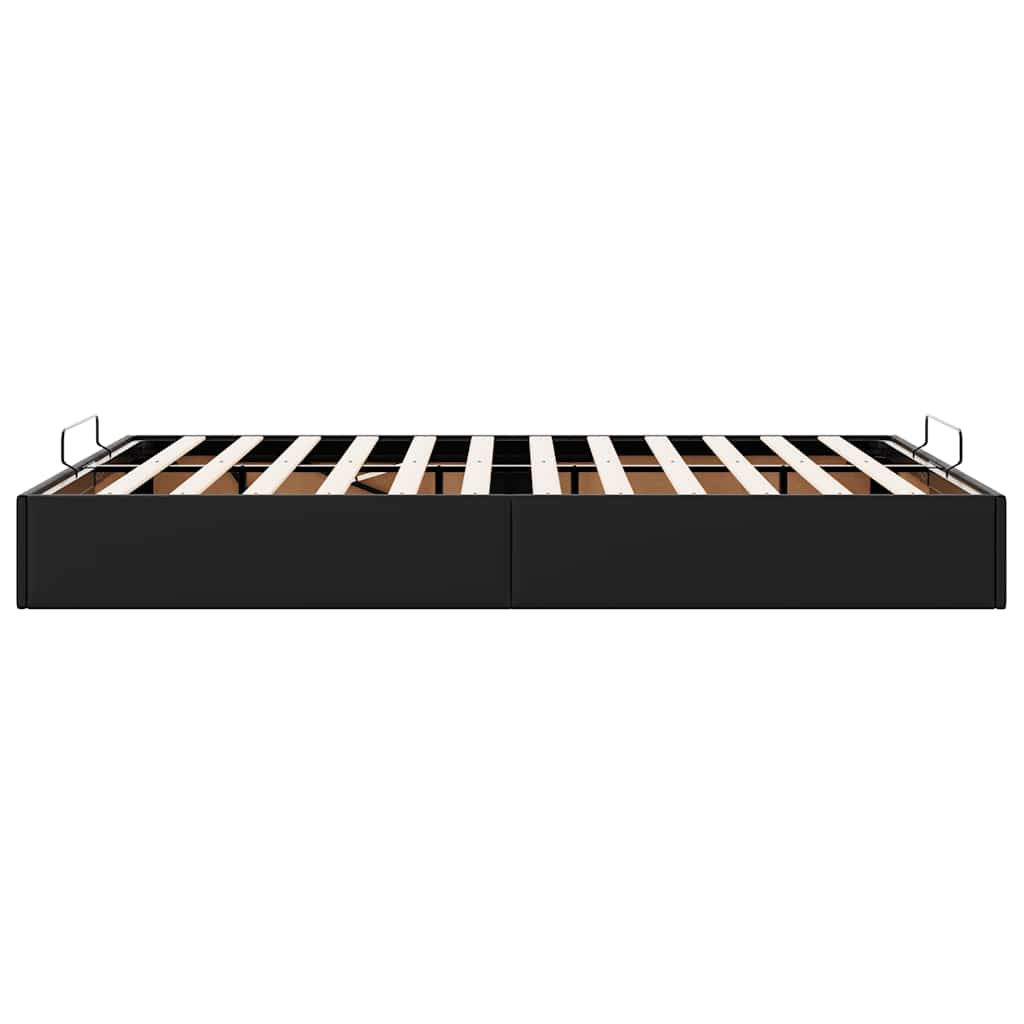 Ottoman Bed Frame without Mattress Black Double Faux Leather