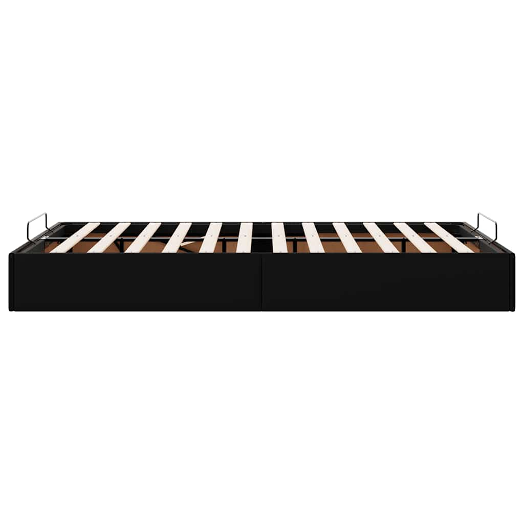 Ottoman Bed Frame without Mattress Black King Single Faux Leather