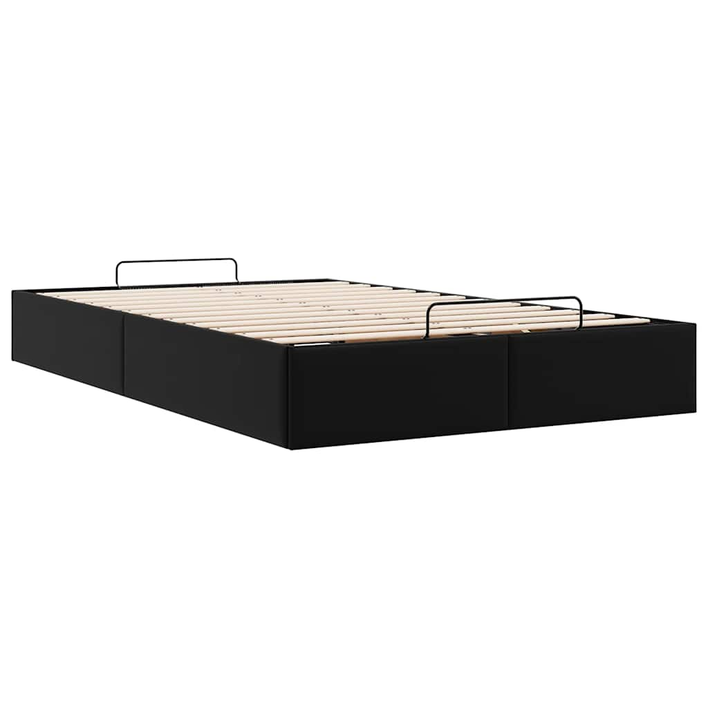 Ottoman Bed Frame without Mattress Black King Single Faux Leather