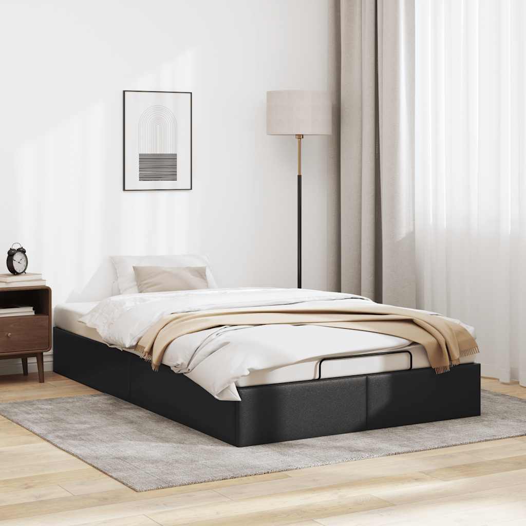 Ottoman Bed Frame without Mattress Black King Single Faux Leather