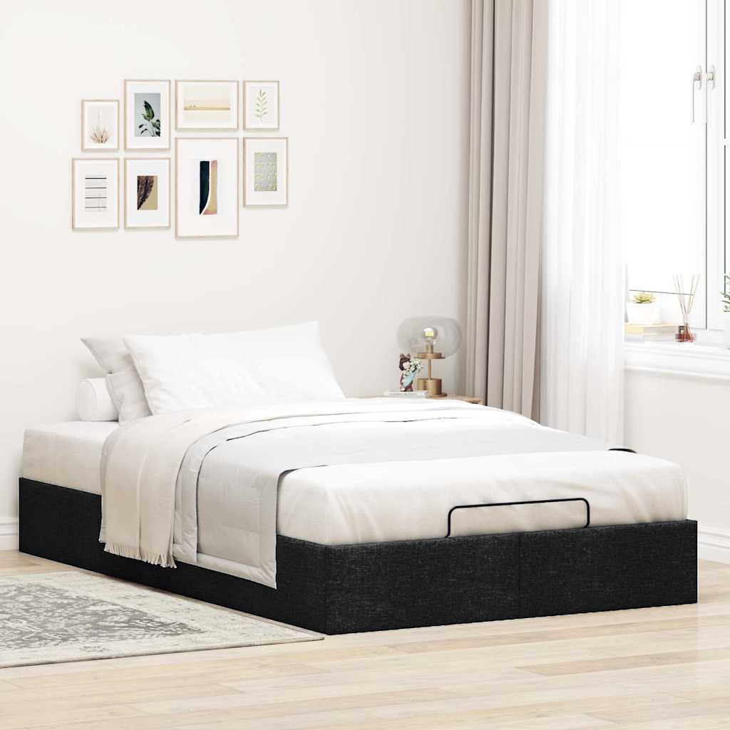 Ottoman Bed Frame without Mattress Black King Single Fabric