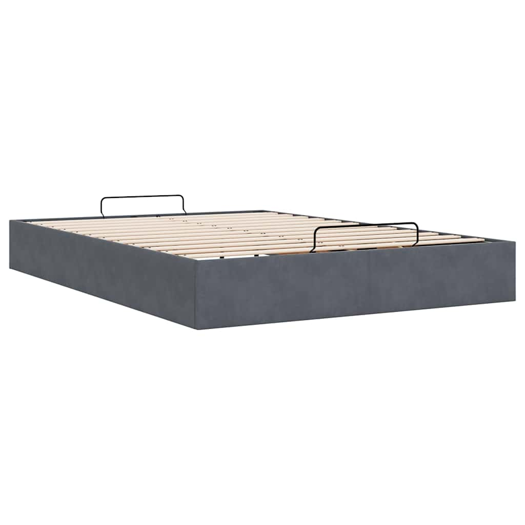 Ottoman Bed Frame No Mattress Dark Grey Double Velvet