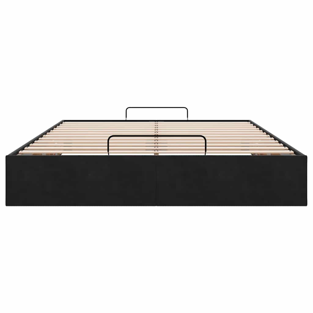 Ottoman Bed Frame No Mattress Black Double Velvet