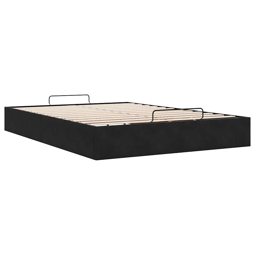 Ottoman Bed Frame No Mattress Black Double Velvet