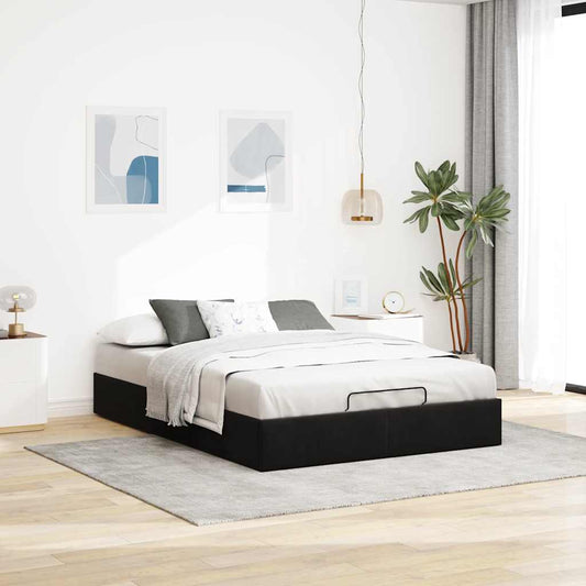 Ottoman Bed Frame No Mattress Black Double Velvet