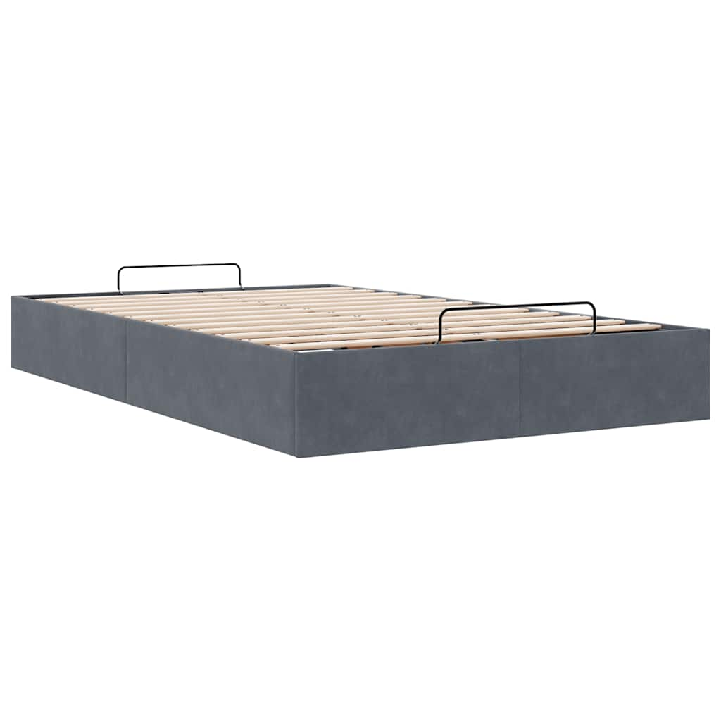 Ottoman Bed Frame No Mattress Dark Grey King Single Velvet