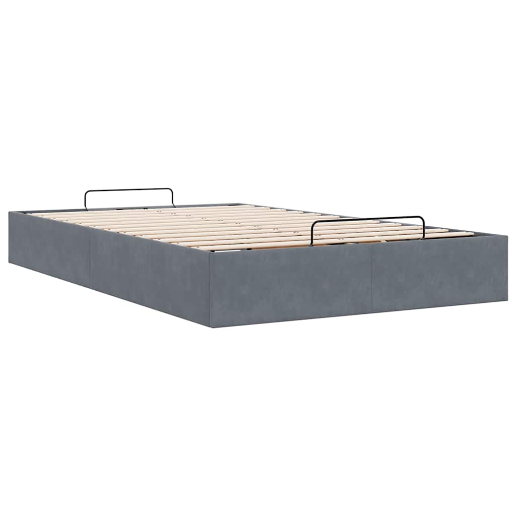 Ottoman Bed Frame No Mattress Dark Grey King Single Velvet