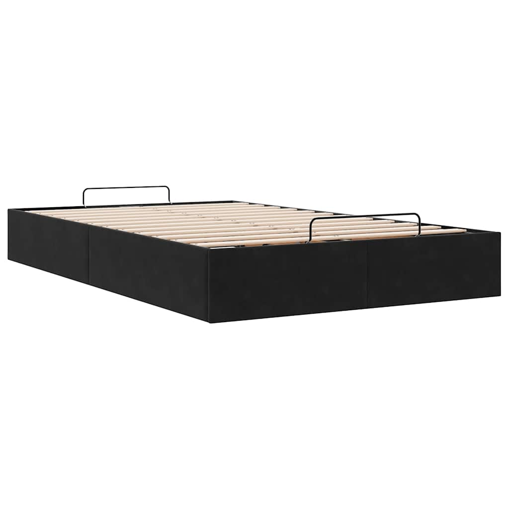 Ottoman Bed Frame No Mattress Black King Single Velvet