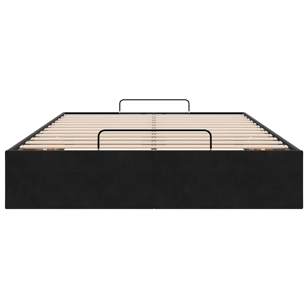 Ottoman Bed Frame No Mattress Black King Single Velvet