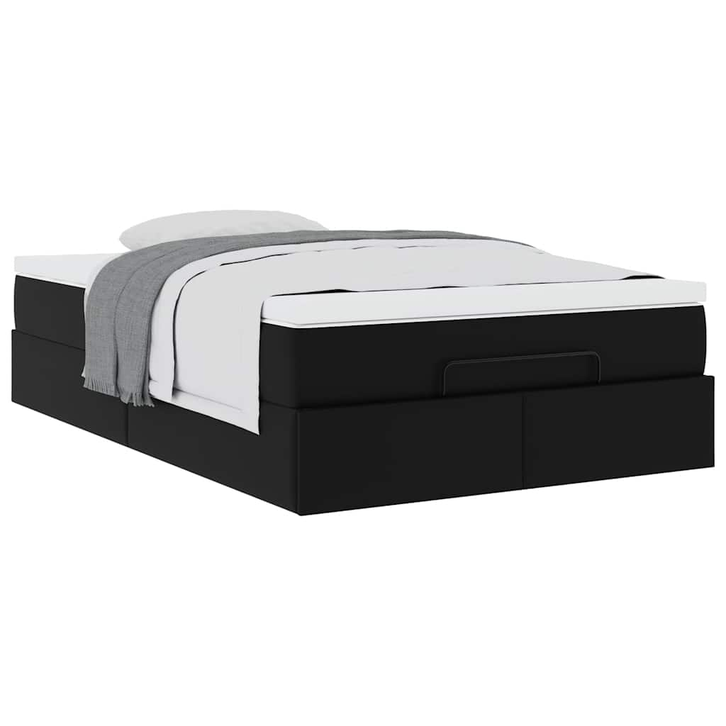 Ottoman Bed Frame with Mattress Black King Single Faux Leather