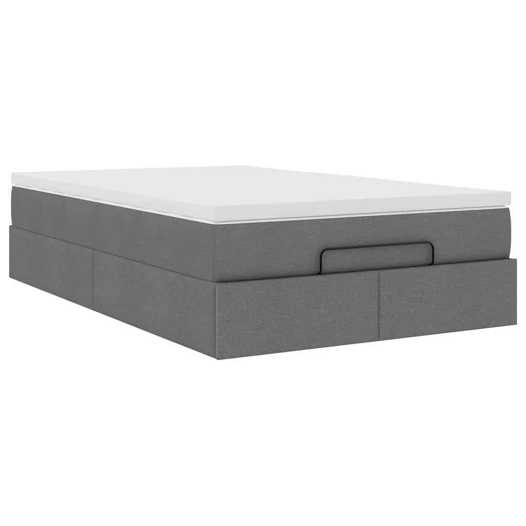 Ottoman Bed Frame with Mattress Dark Grey King Single Fabric