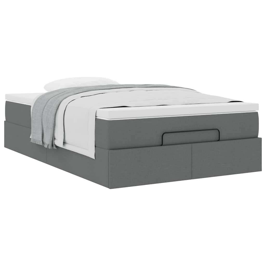 Ottoman Bed Frame with Mattress Dark Grey King Single Fabric