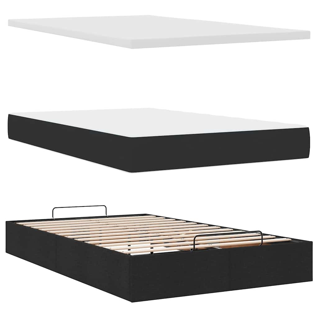 Ottoman Bed Frame with Mattress Black King Single Fabric