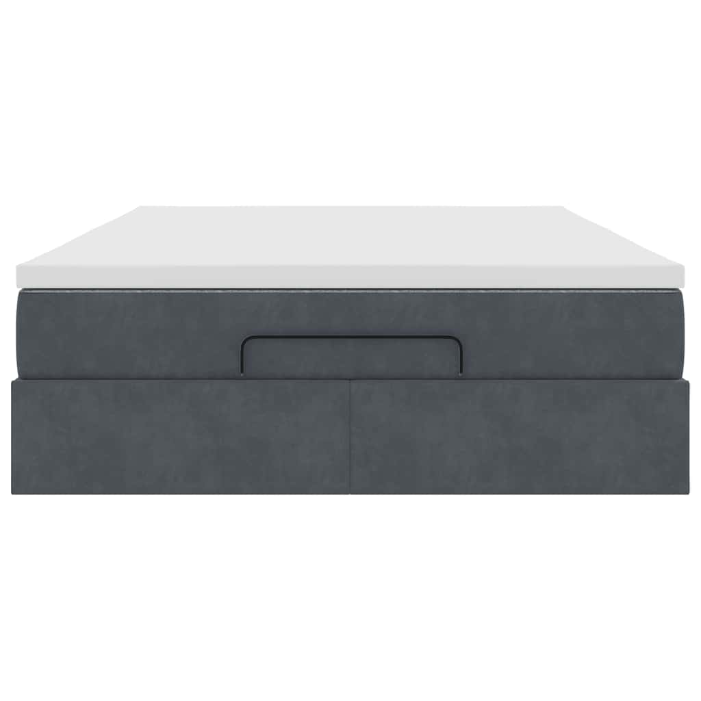 Ottoman Bed Frame with Mattress Dark Grey Double Velvet