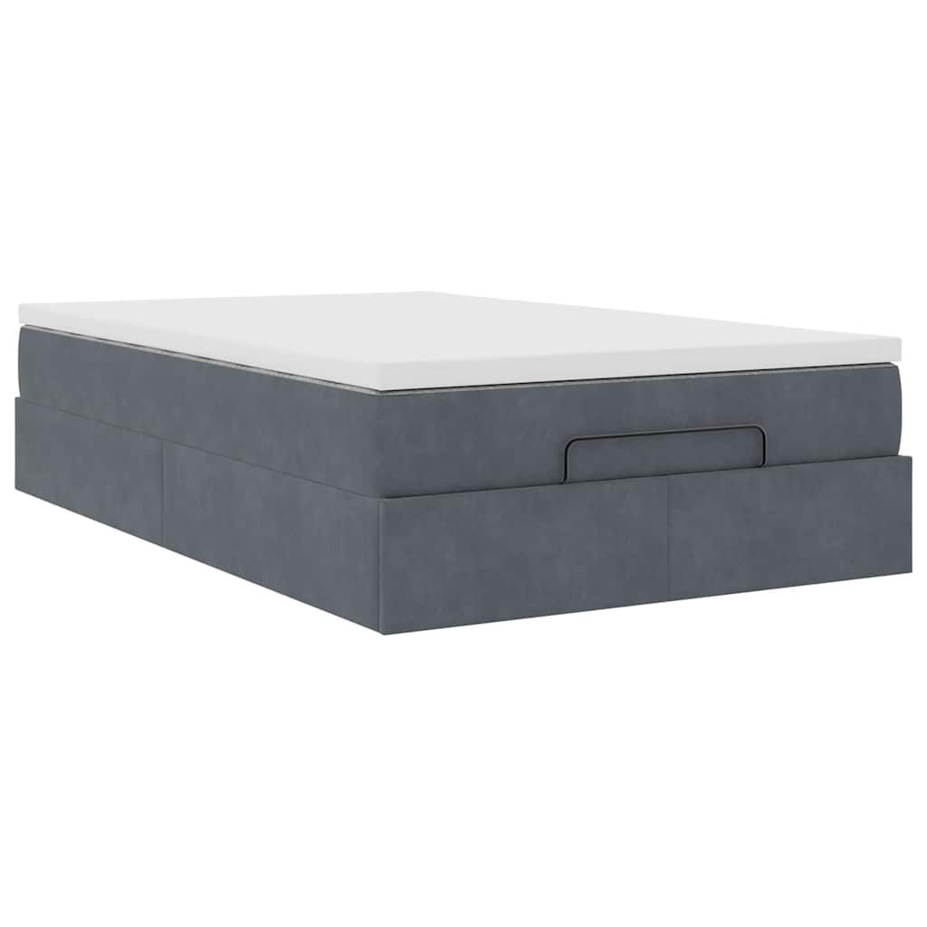 Ottoman Bed Frame with Mattress Dark Grey King Single Velvet