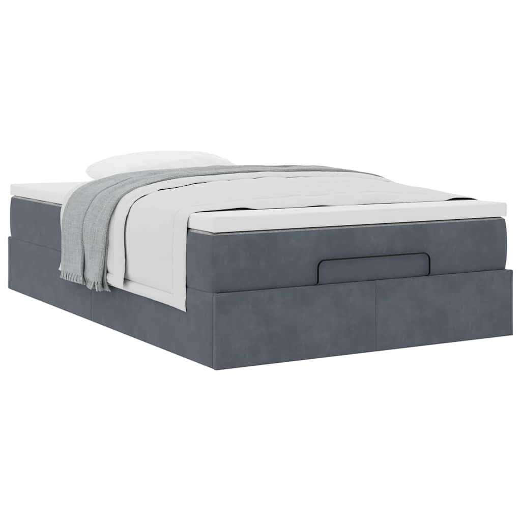 Ottoman Bed Frame with Mattress Dark Grey King Single Velvet