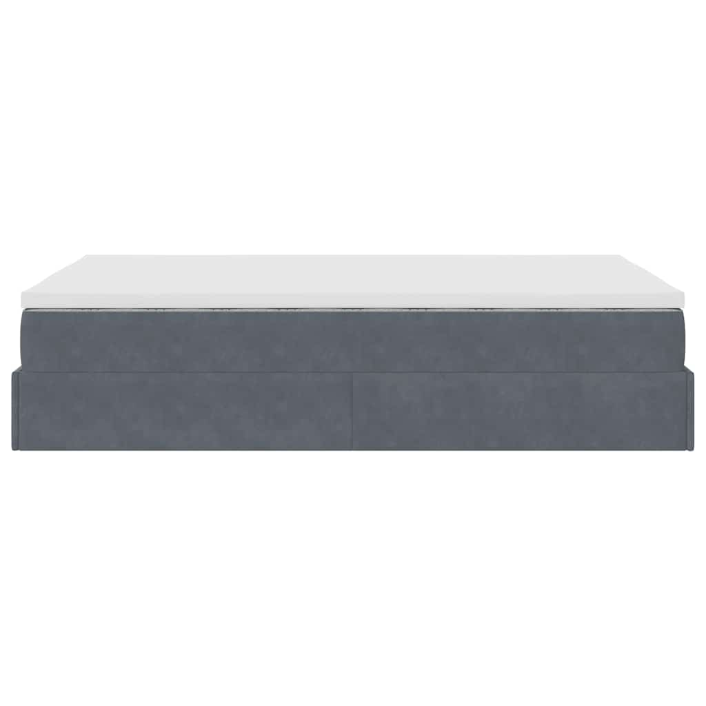 Ottoman Bed Frame with Mattress Dark Grey King Single Velvet