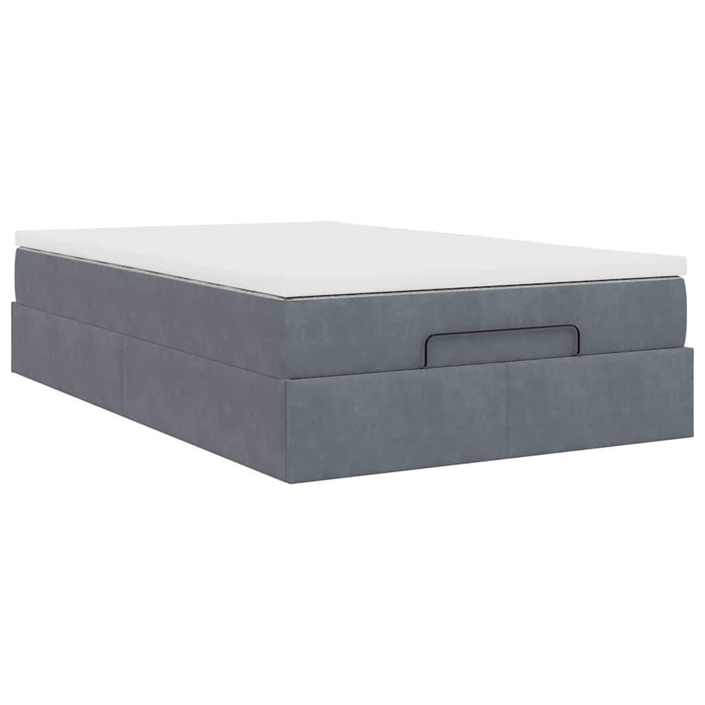 Ottoman Bed Frame with Mattress Dark Grey King Single Velvet