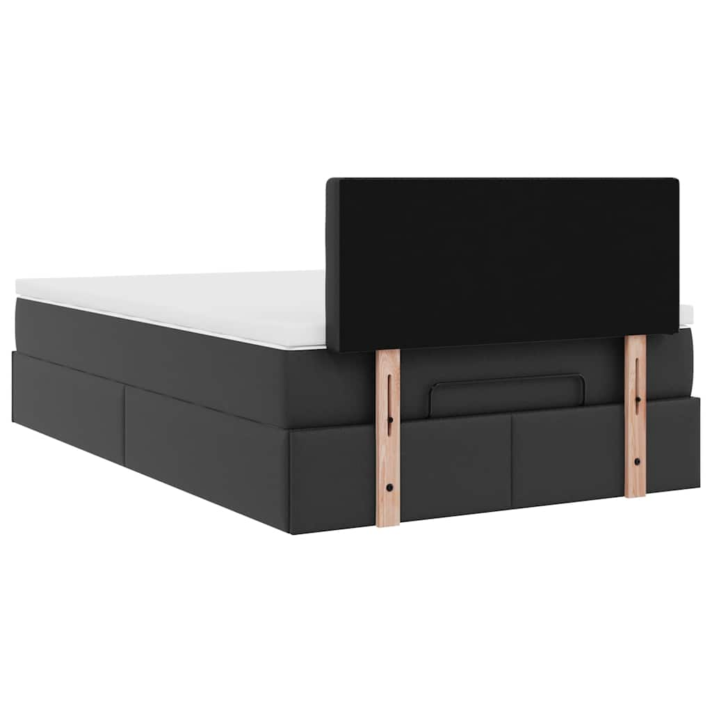 Ottoman Bed Frame with Mattress Black King Single Faux Leather