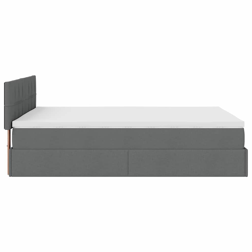 Ottoman Bed Frame with Mattress Dark Grey Double Fabric