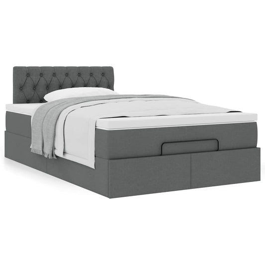 Ottoman Bed Frame with Mattress Dark Grey King Single Fabric