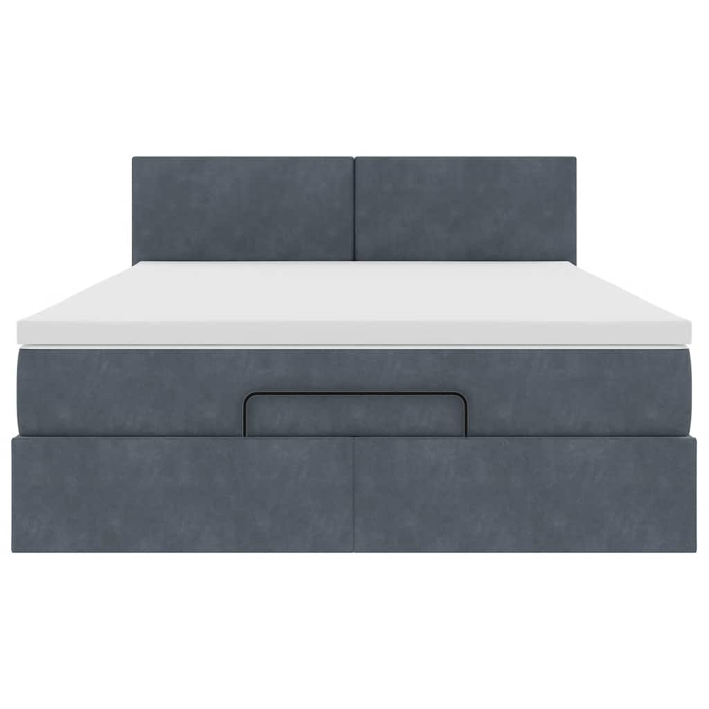 Ottoman Bed Frame with Mattress Dark Grey Double Velvet