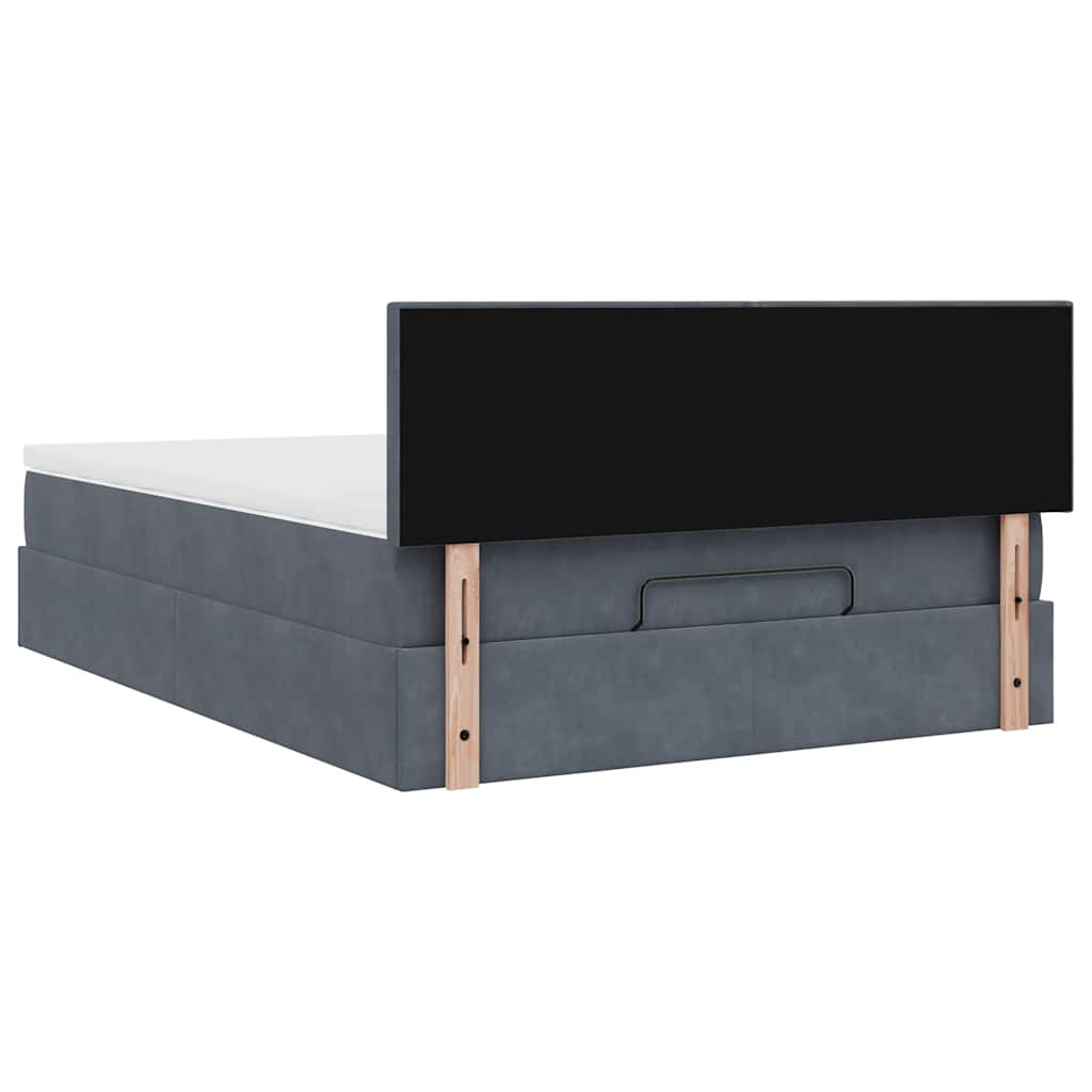 Ottoman Bed Frame with Mattress Dark Grey Double Velvet