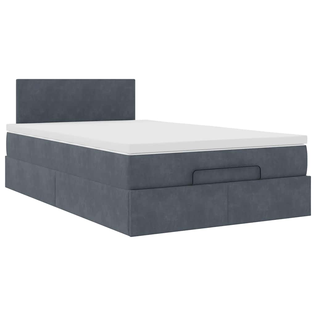 Ottoman Bed Frame with Mattress Dark Grey King Single Velvet