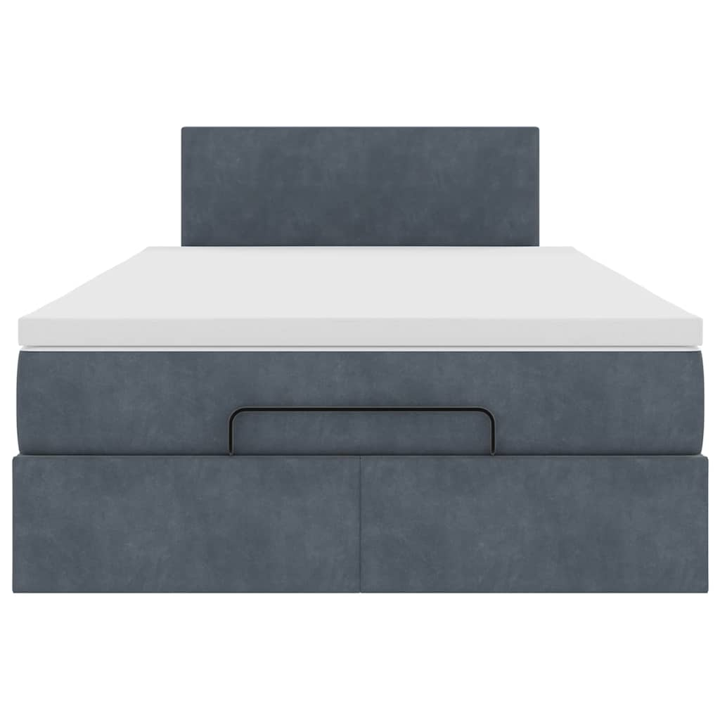 Ottoman Bed Frame with Mattress Dark Grey King Single Velvet