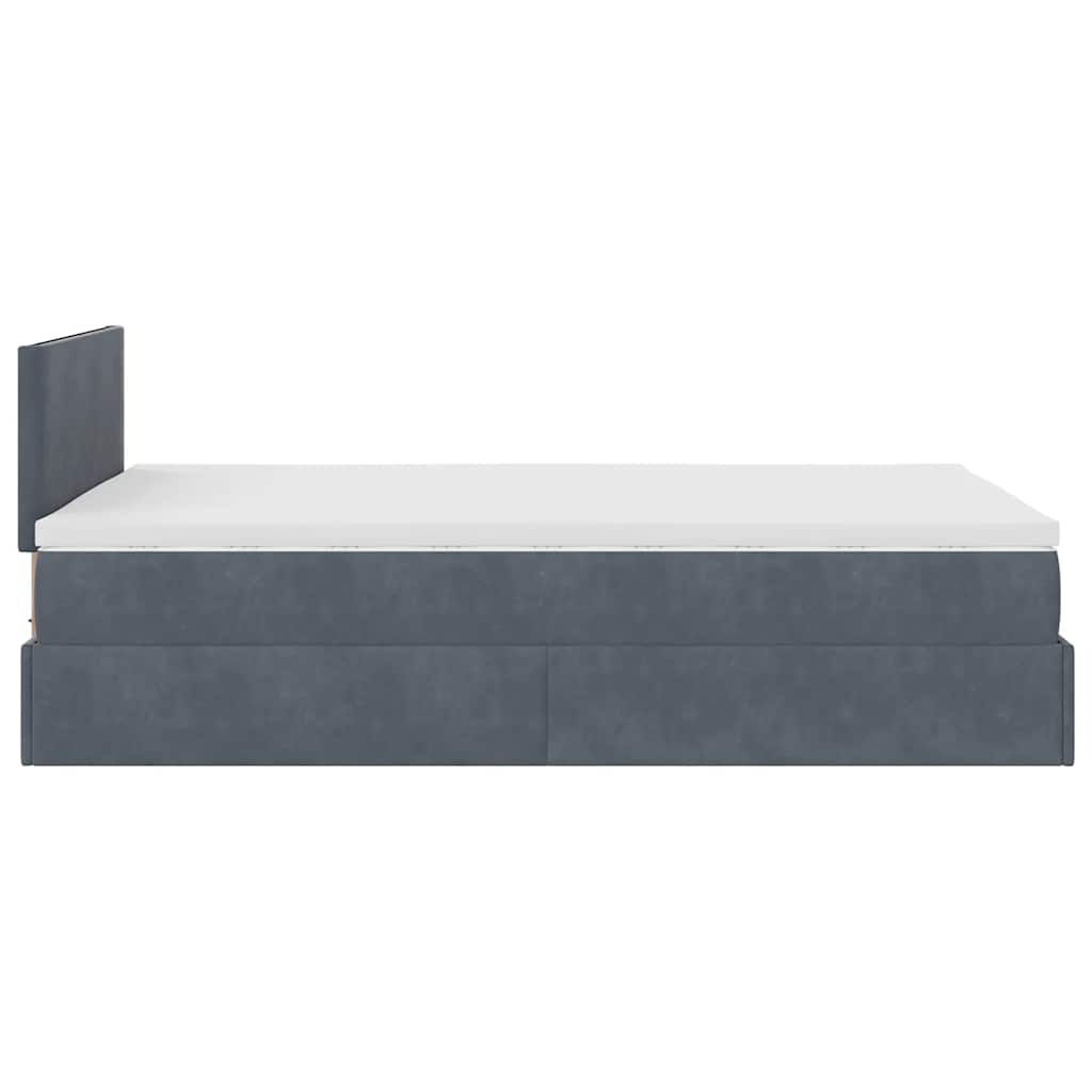 Ottoman Bed Frame with Mattress Dark Grey King Single Velvet