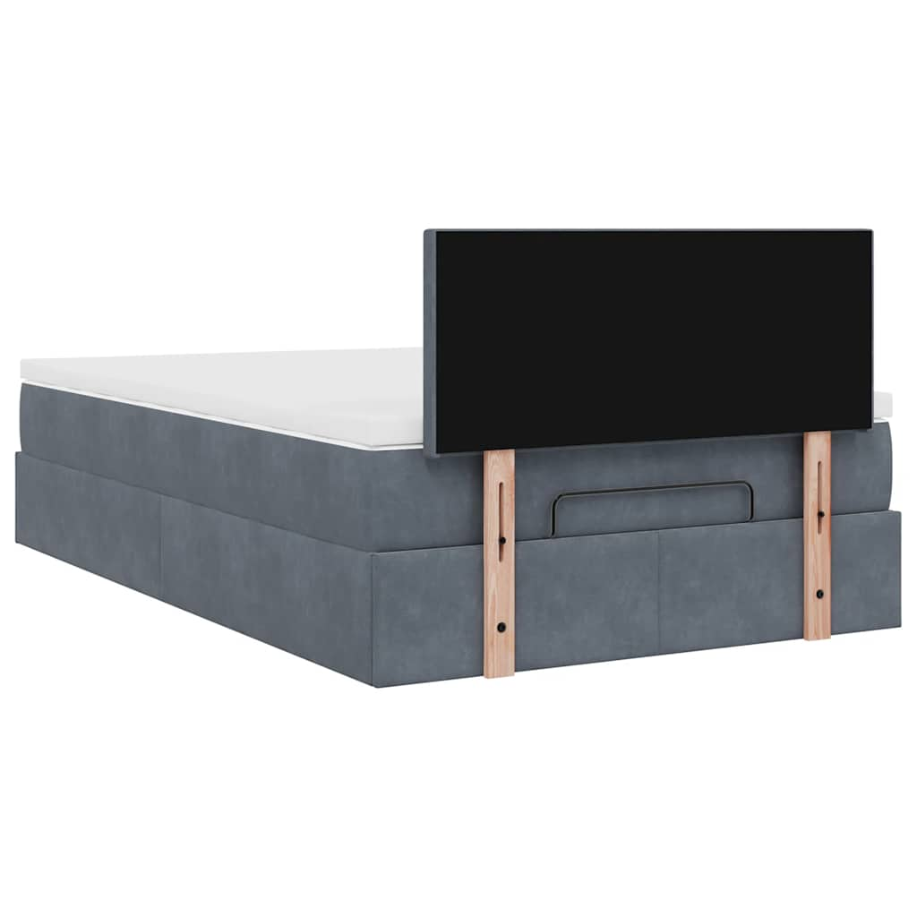 Ottoman Bed Frame with Mattress Dark Grey King Single Velvet