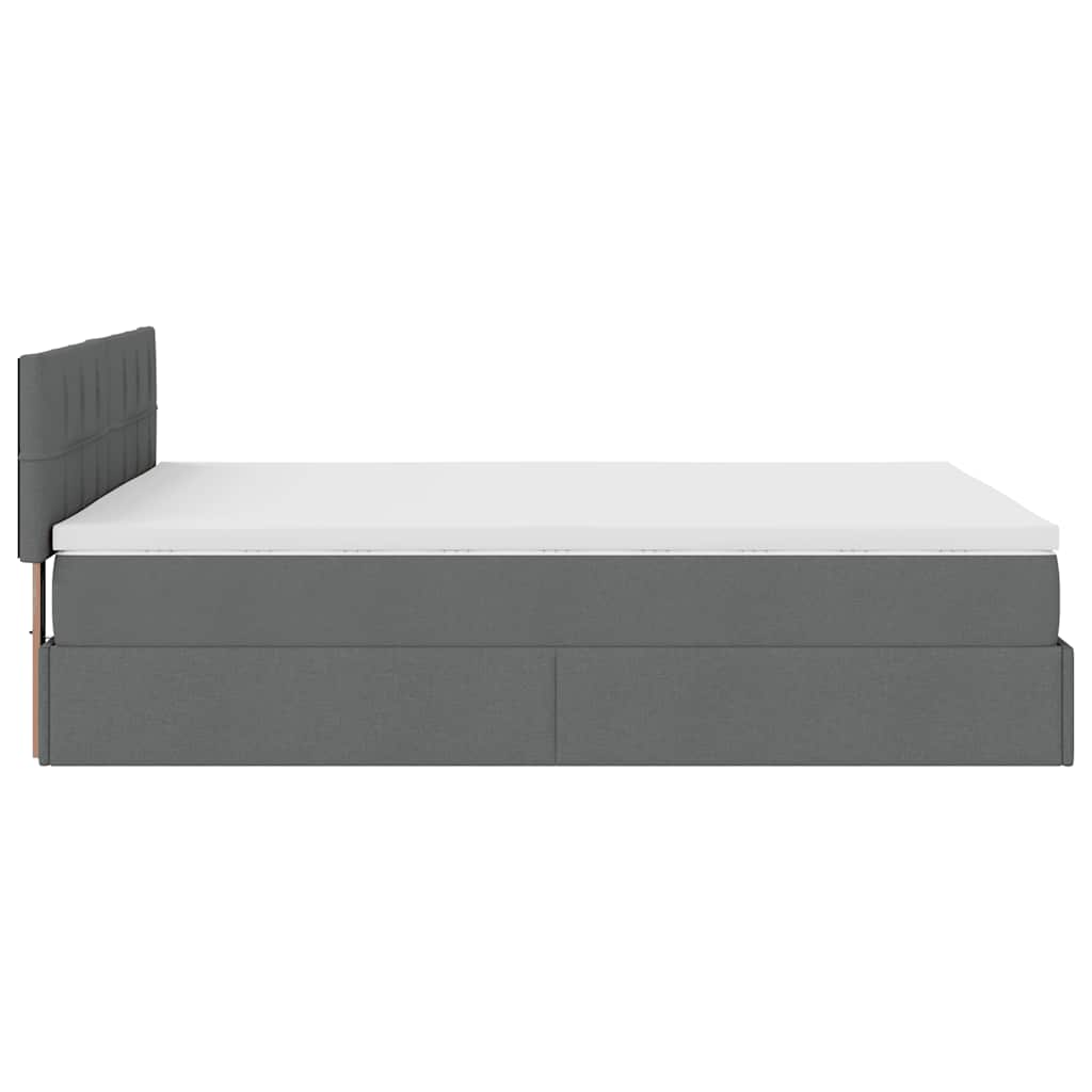 Ottoman Bed Frame with Mattress Dark Grey Double Fabric