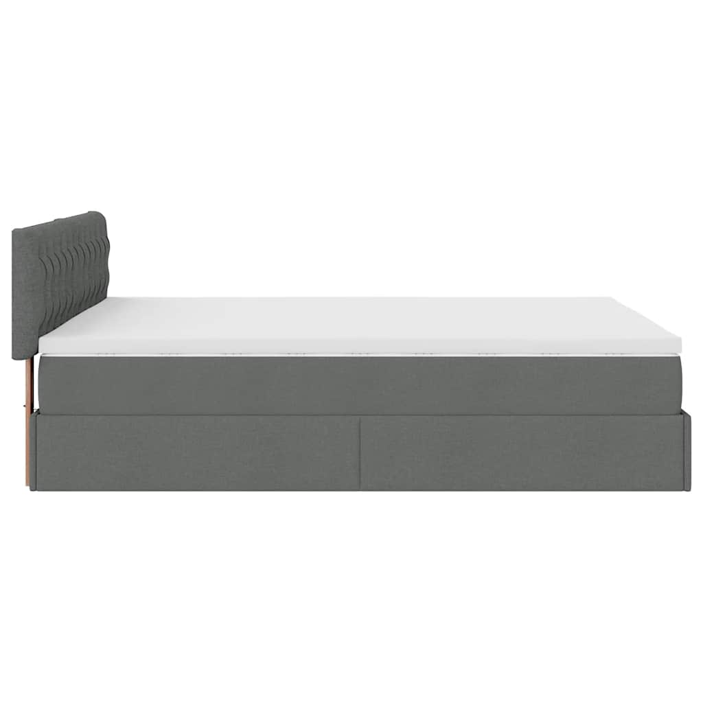 Ottoman Bed Frame with Mattress Dark Grey Queen Fabric