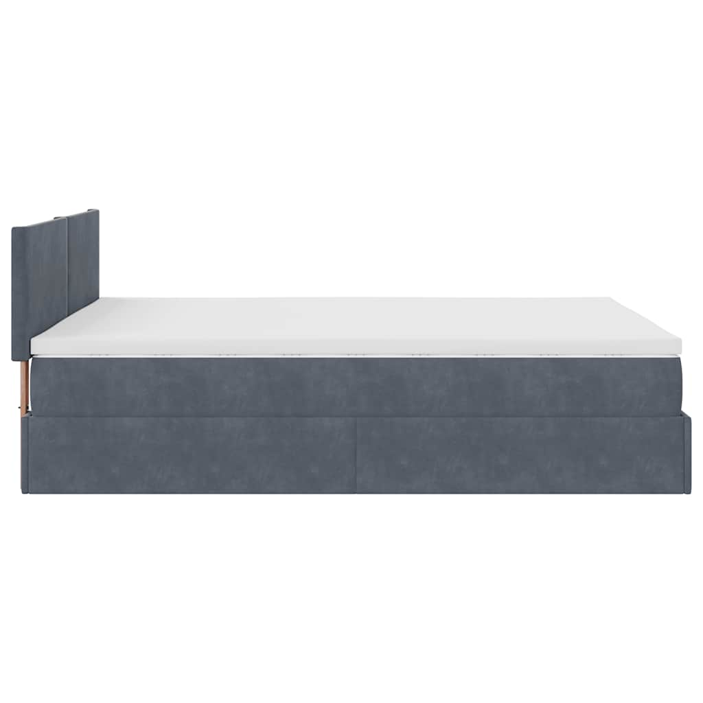 Ottoman Bed Frame with Mattress Dark Grey Double Velvet