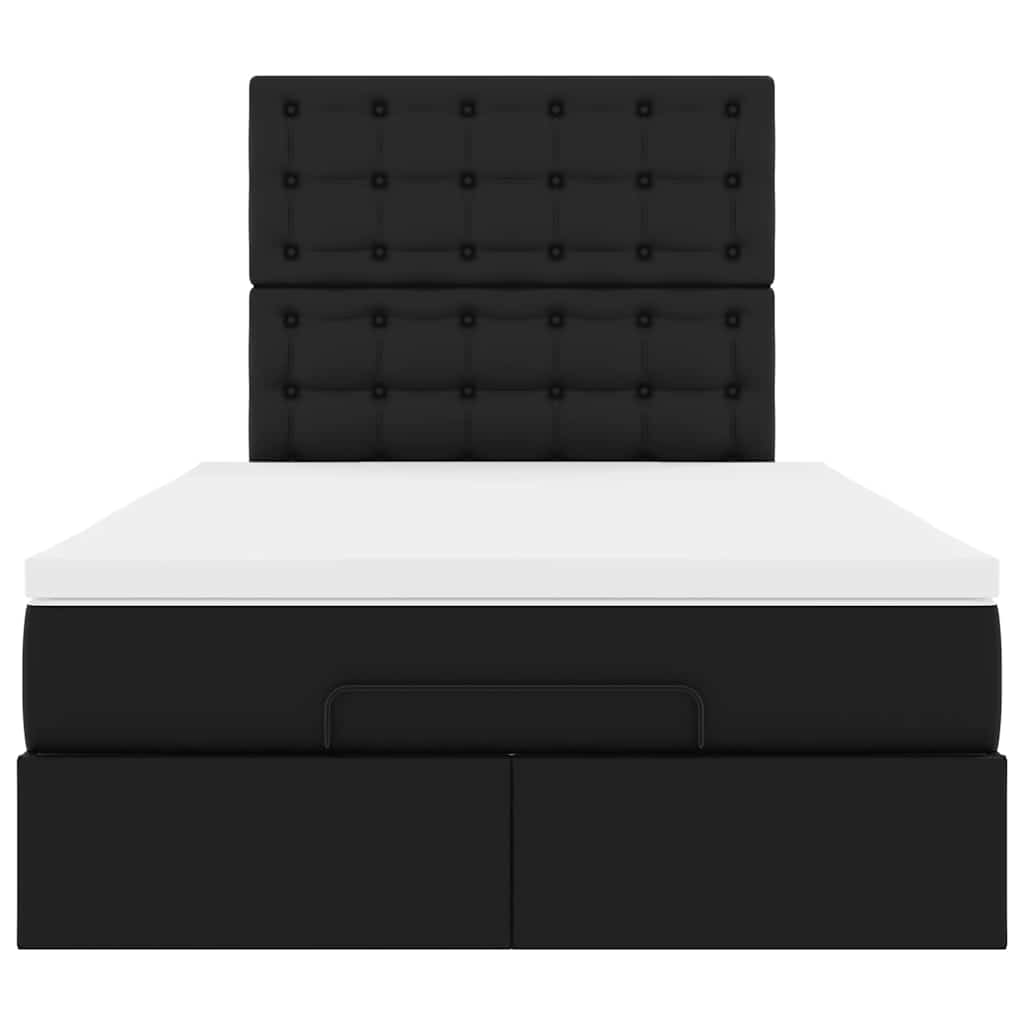 Ottoman Bed Frame with Mattress Black King Single Faux Leather