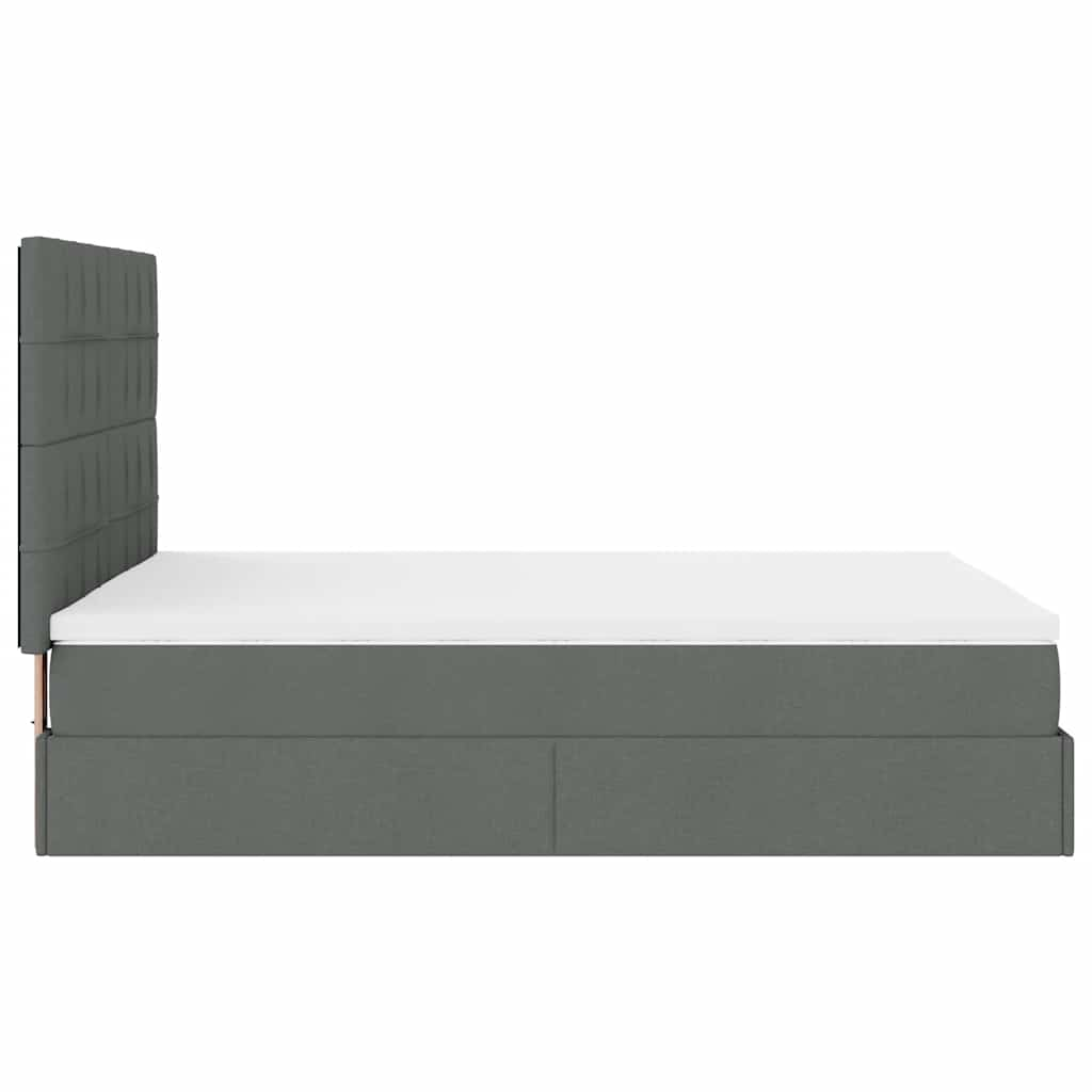 Ottoman Bed Frame with Mattress Dark Grey Queen Fabric