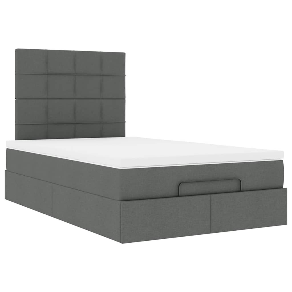 Ottoman Bed Frame with Mattress Dark Grey King Single Fabric