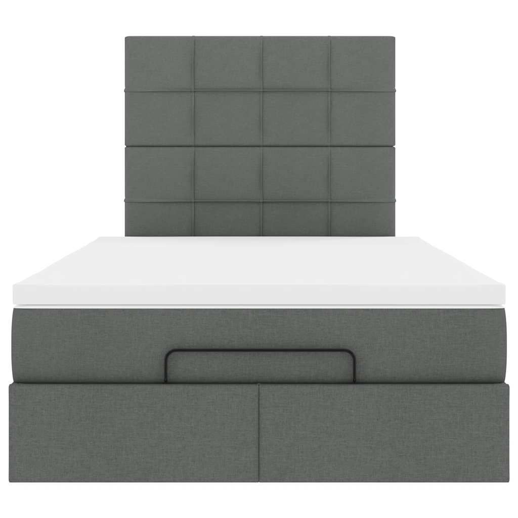 Ottoman Bed Frame with Mattress Dark Grey King Single Fabric