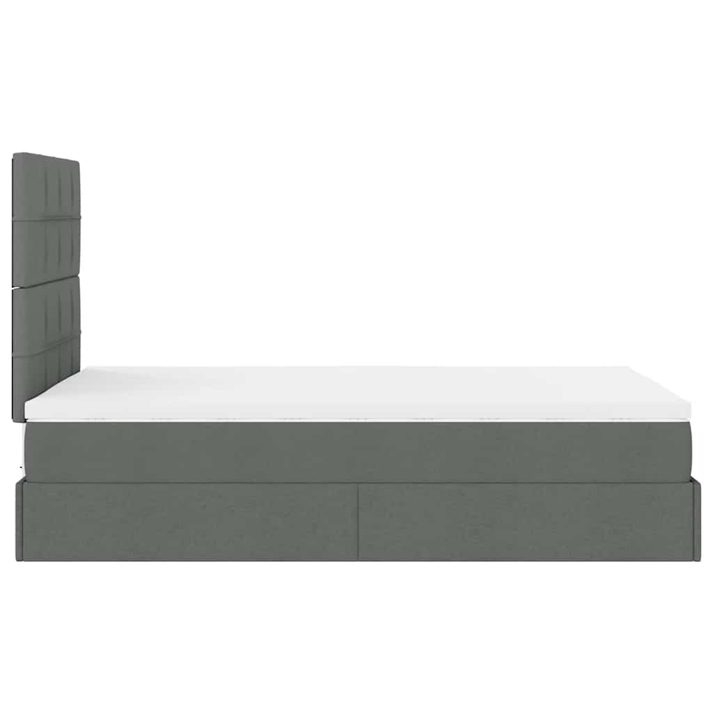 Ottoman Bed Frame with Mattress Dark Grey King Single Fabric