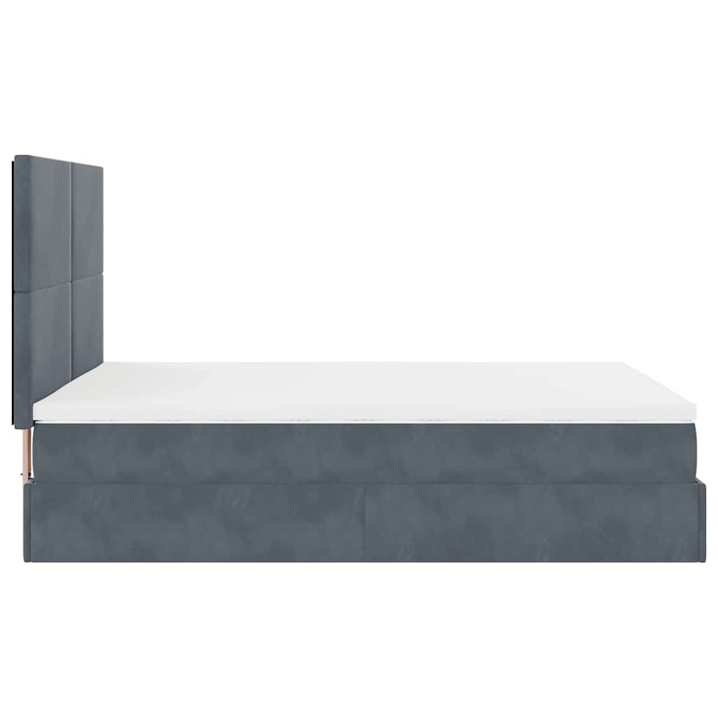 Ottoman Bed Frame with Mattresses Dark Grey Double Velvet