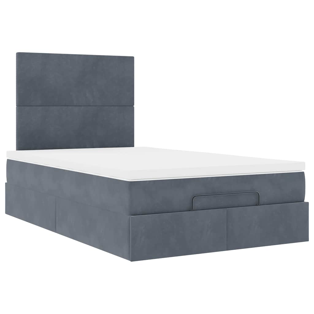 Ottoman Bed Frame with Mattresses Dark Grey King Single Velvet