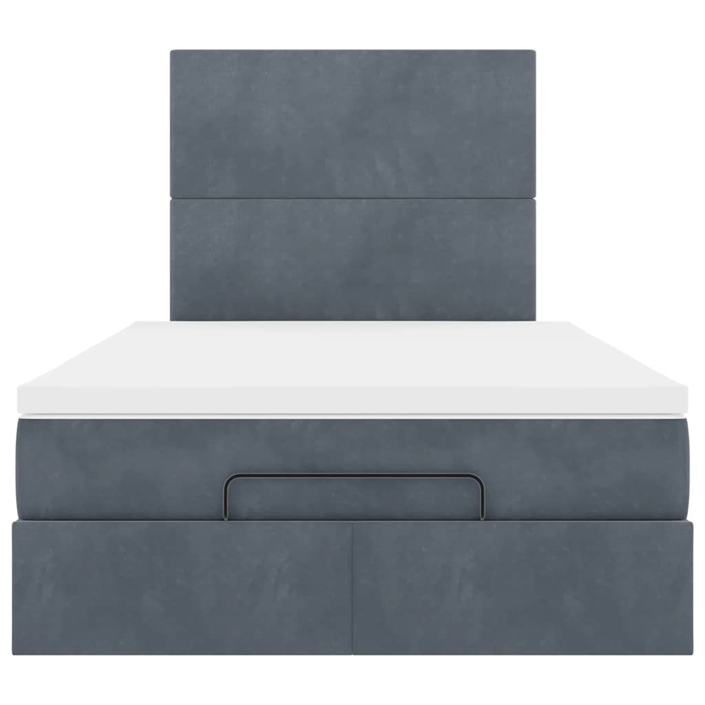 Ottoman Bed Frame with Mattresses Dark Grey King Single Velvet